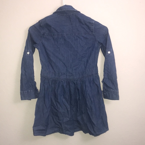Half Button Up Jean Dress with Flower Embroidered - Picture 3 of 3